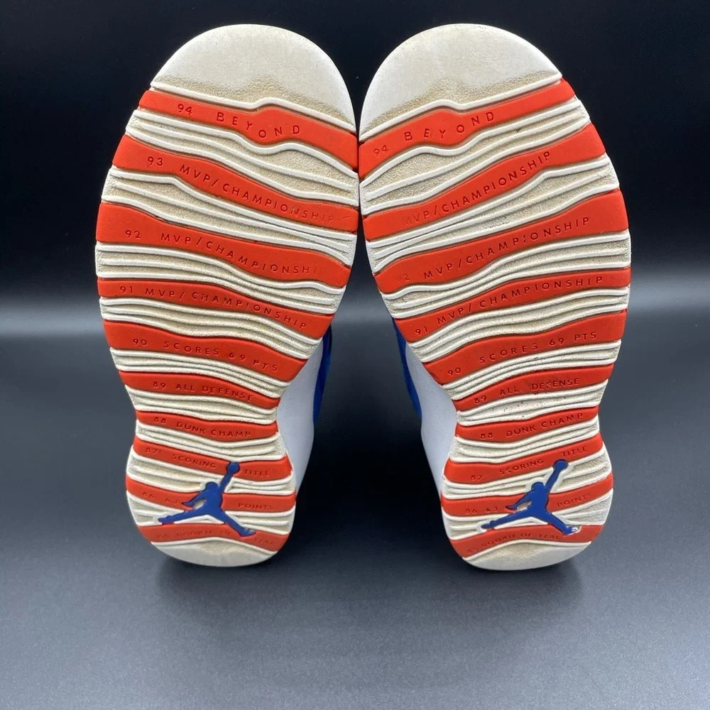 Jordan 10 Retro Tinker Blue‎ Orange Basketball Shoes 310805-408 Men's Sz 5Y